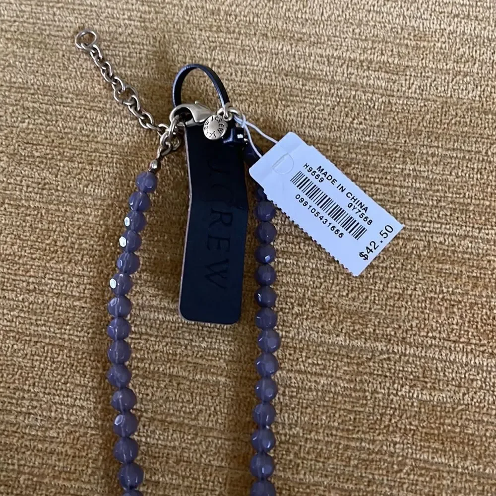J. Crew gray faceted bead black tassel pendant adjustable necklace. NWT.